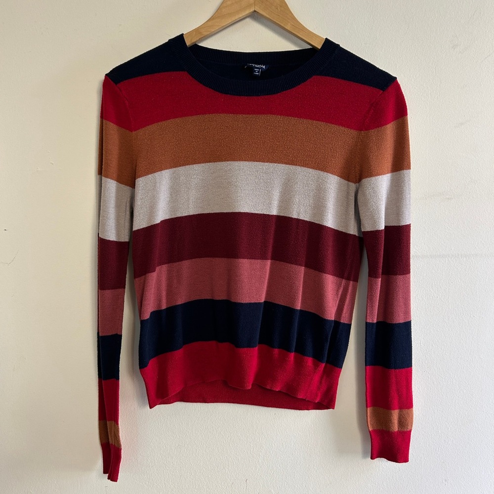 Splendid Striped Crew Neck Sweater Multi-Color Knit‎ XS